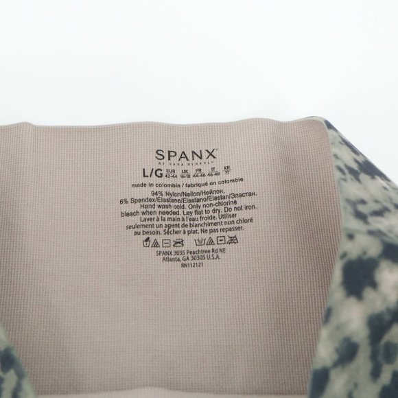 SPANX Gray Green Watercolor Look At Me Now Crop Seamless Leggings L - Picture 4 of 5